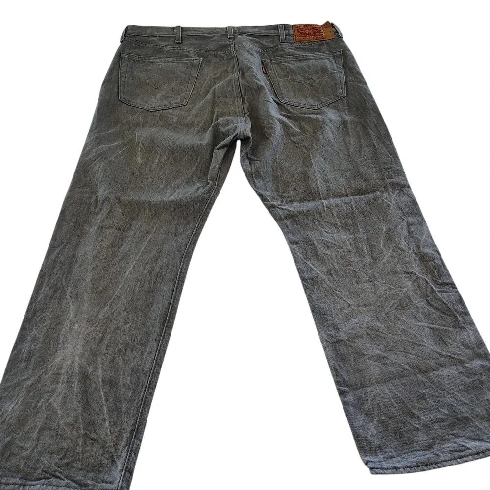 Levis 501 Jeans Mens 44x30 Gray Wash Denim‎ Straight Leg Classic Button Fly